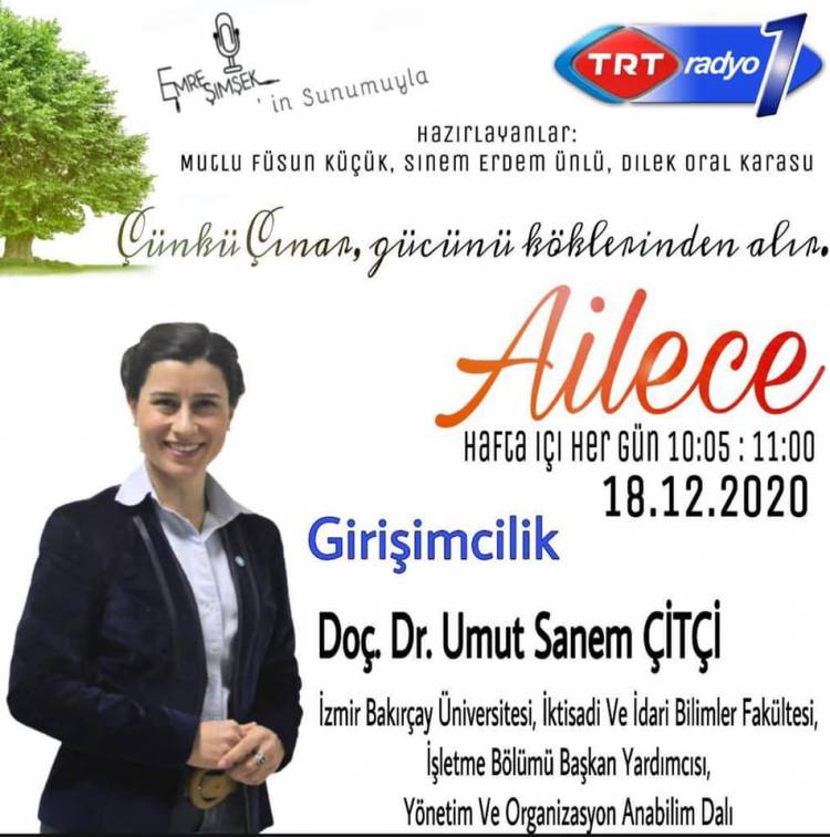 Doç. Dr. Umut Sanem Çitçi TRT Radyo 1'de Girişimciliği anlatıyor