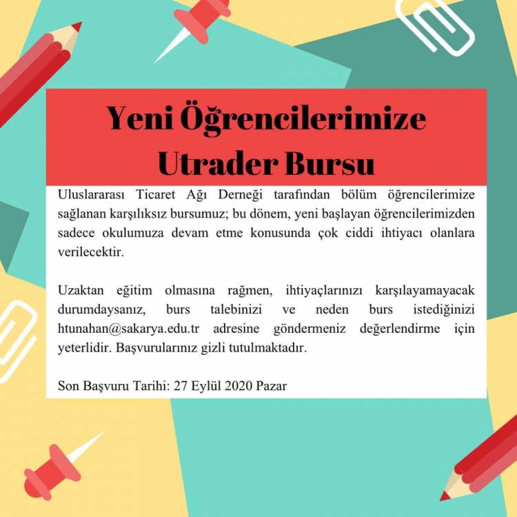 Yeni Öğrencilerimize Utrader Bursu